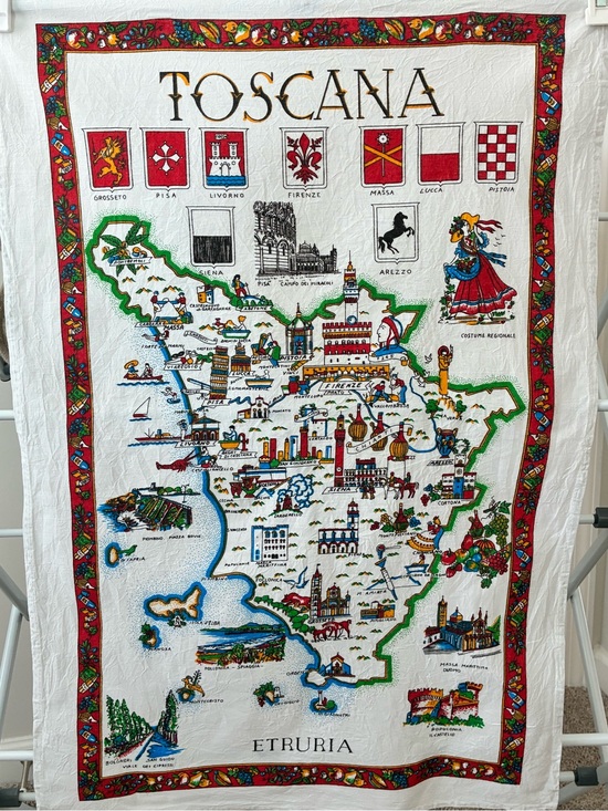 Other - Toscana Illustrated Map Tea Towel - ETRURIA- VINTAGE 🆕 NWOT